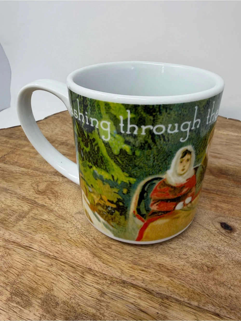 Pottery Barn Nostalgic Christmas Coffee Mug Dashing Through The Snow Landscape